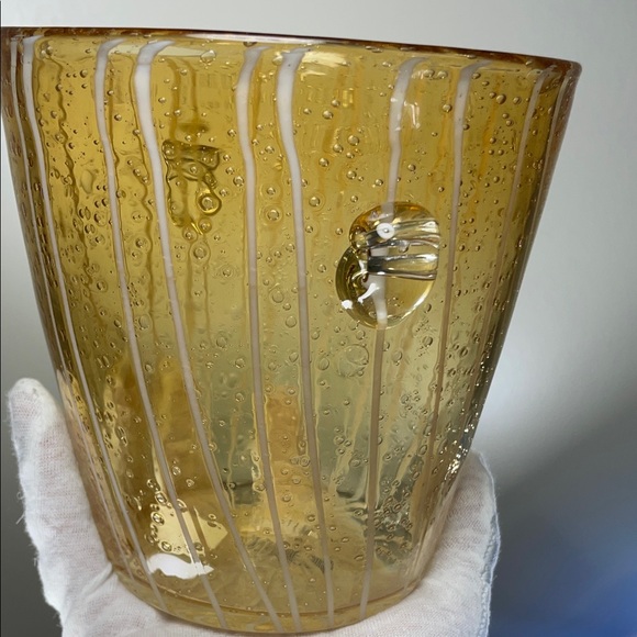 Venini Murano Art Glass “Bollicine” Amber Ice Bucket – Limited Edition - Picture 5 of 10